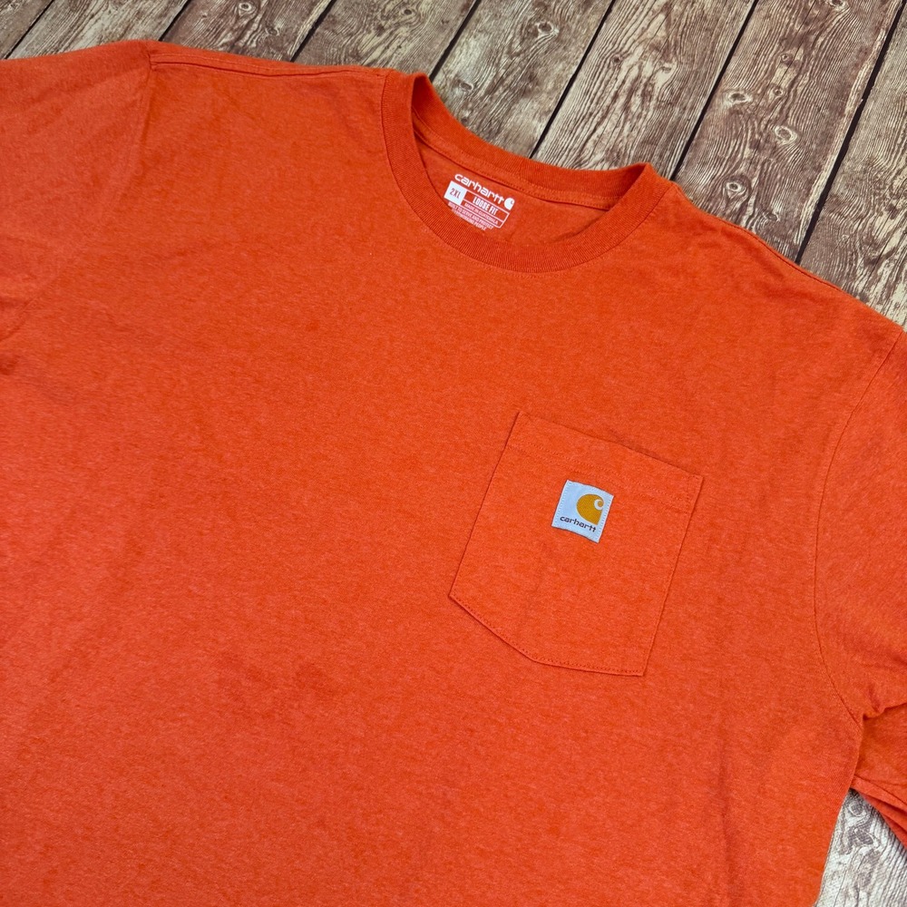Carhartt K87 Pocket T Shirt Mens 2XL XXL Orange Loose Fit Short Sleeve